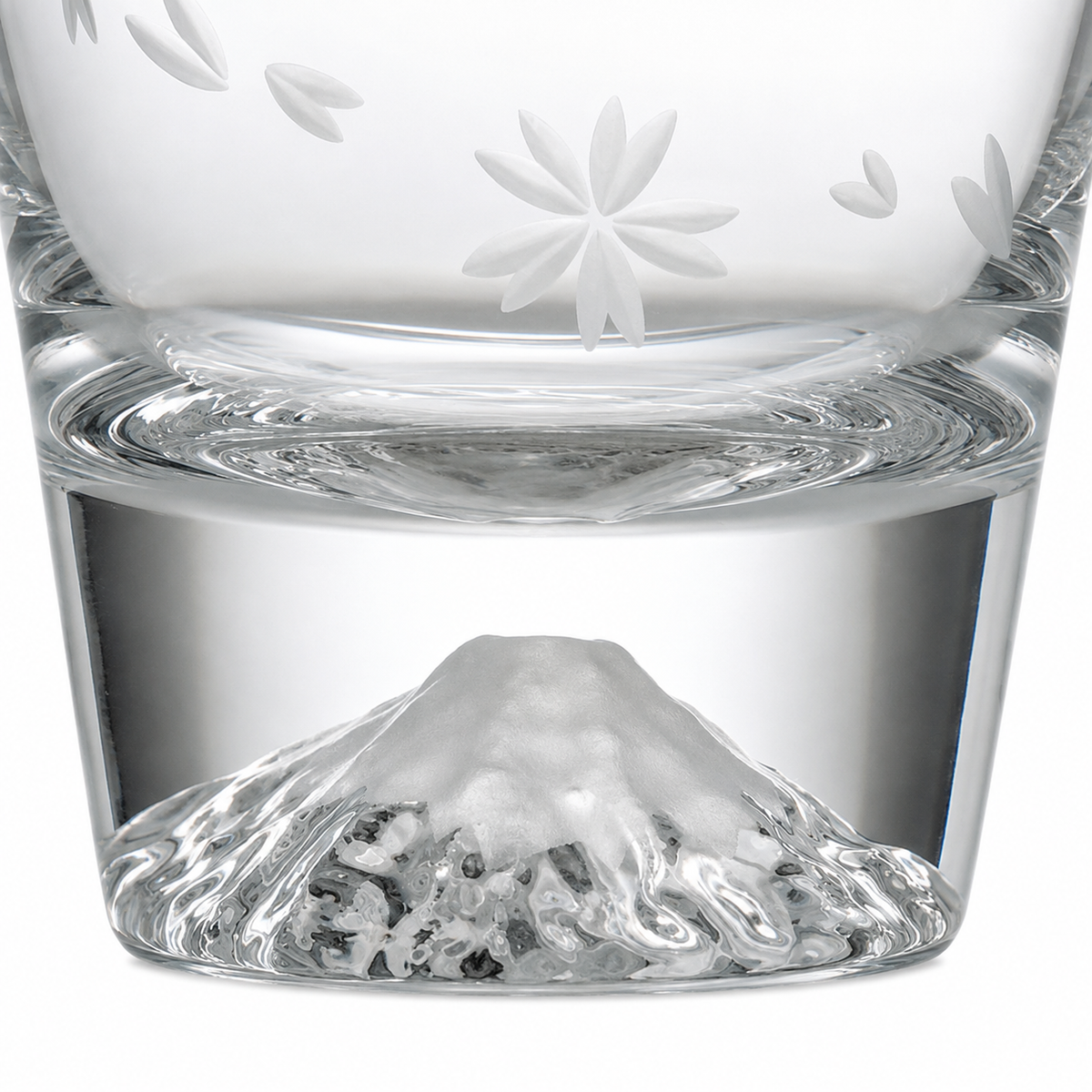 Tajima Glass Mount Fuji Sakura Kiriko Whisky Glas handgefertigt in Holz-Geschenkbox – large