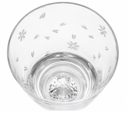 Tajima Glass Mount Fuji Sakura Kiriko Whisky Glas handgefertigt in Holz-Geschenkbox – large