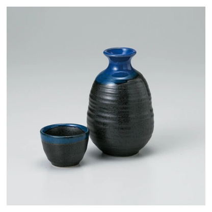 Sake Set - Karaffe und Becher - black crystal