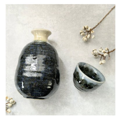 Sake Set - Karaffe und Becher - navy blue