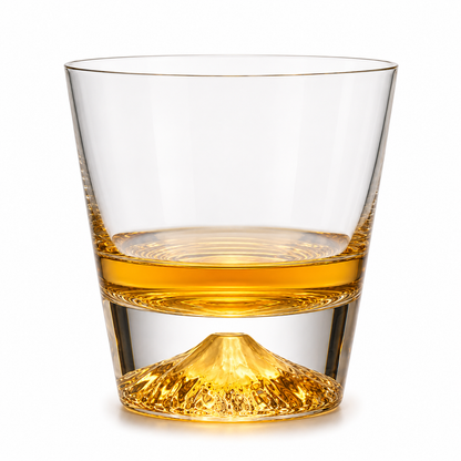 Tajima Glass Mount Fuji Edo Kiriko Whisky Glas handgefertigt in Holz-Geschenkbox - large
