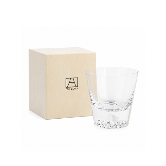 Tajima Glass Mount Fuji Edo Kiriko Whisky Glas handgefertigt in Holz-Geschenkbox - large