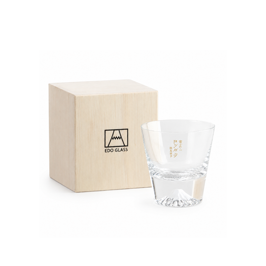 Tajima Glass Mount Fuji Edo Kiriko Whisky Glas handgefertigt in Holz-Geschenkbox
