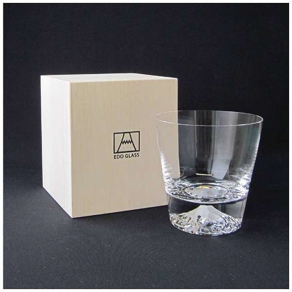 Tajima Glass Mount Fuji Edo Kiriko Whisky Glas handgefertigt in Holz-Geschenkbox - large